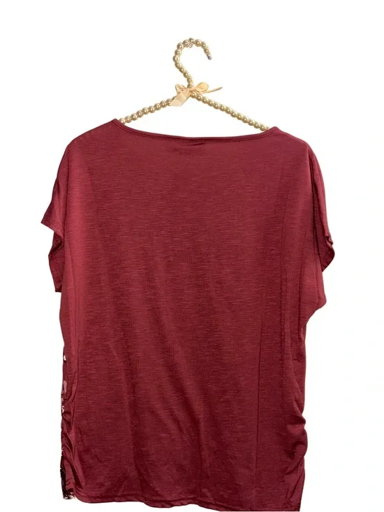 Joci & Co. Short Sleeve Butterfly Tee in Rose Red - Picture 6 of 6